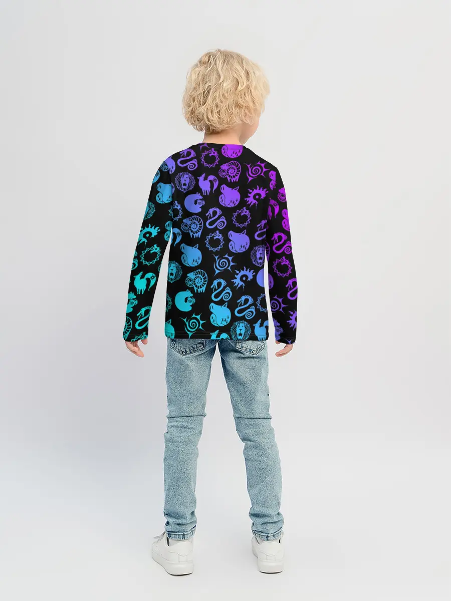 Детский лонгслив / 7 СМЕРТНЫХ ГРЕХОВ НЕОН ЭМБЛЕМЫ