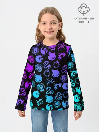 Детский лонгслив / 7 СМЕРТНЫХ ГРЕХОВ НЕОН ЭМБЛЕМЫ