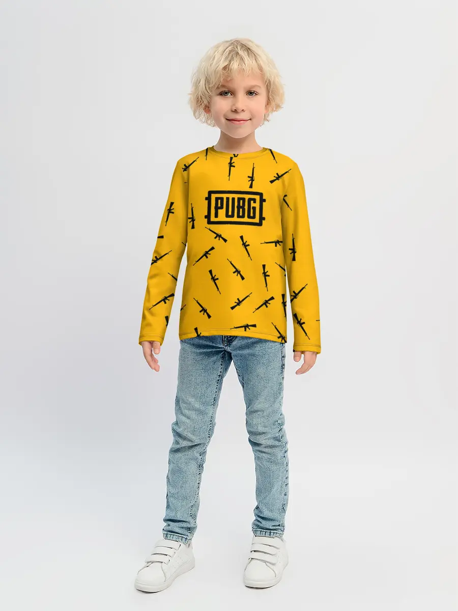 Детский лонгслив / PUBG АВТОМАТЫ ПАТТЕРН ЖЁЛТЫЙ