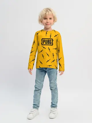 Детский лонгслив / PUBG АВТОМАТЫ ПАТТЕРН ЖЁЛТЫЙ