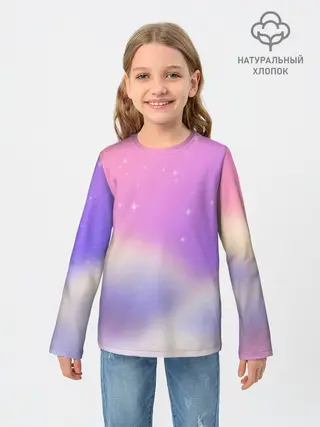 Детский лонгслив / Звёздное небо розовый закат
