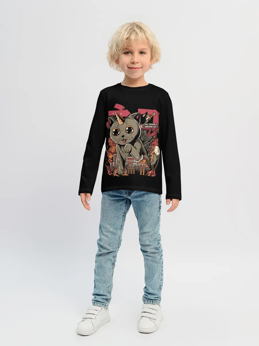 Детский лонгслив / АНИМЕ КОТ-ЕДИНОРОЖЕК