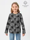 Детский лонгслив / Черно-серый клетчатый узор