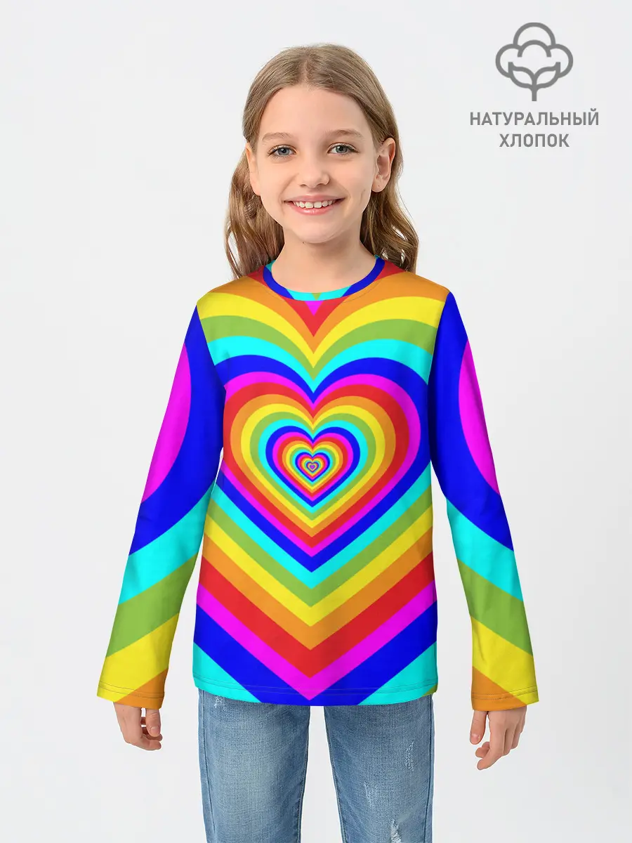 Детский лонгслив / Цветные сердца | Colored hearts