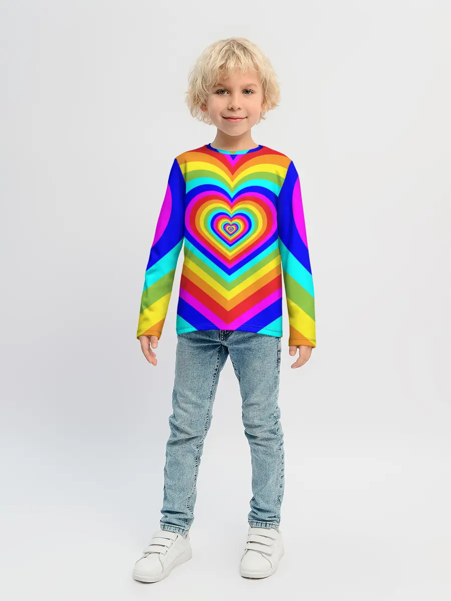 Детский лонгслив / Цветные сердца | Colored hearts