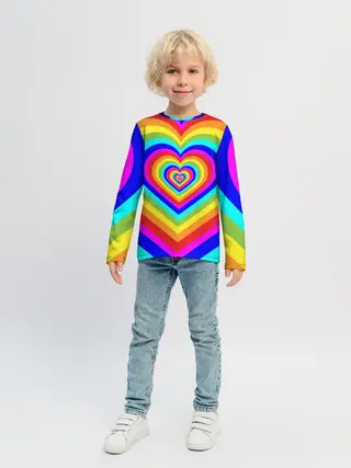 Детский лонгслив / Цветные сердца | Colored hearts
