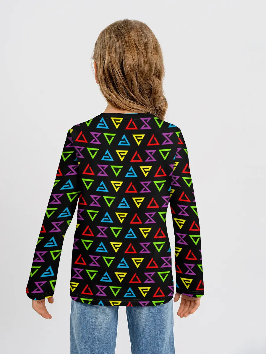 Детский лонгслив / ВЕДЬМАК ЗНАКИ ПАТТЕРН ЦВЕТНОЙ | THE WITCHER