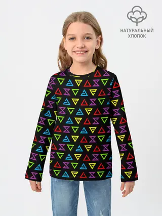 Детский лонгслив / ВЕДЬМАК ЗНАКИ ПАТТЕРН ЦВЕТНОЙ | THE WITCHER