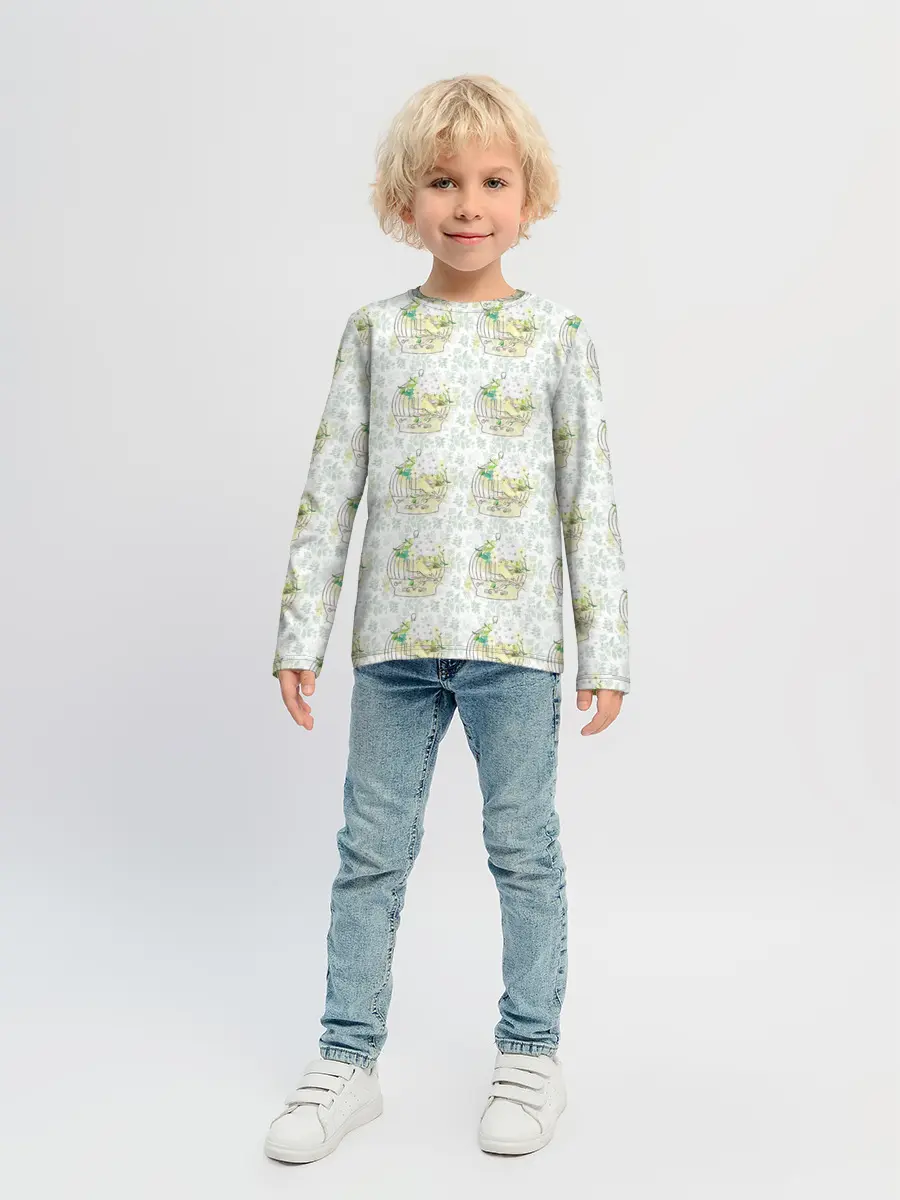 Детский лонгслив / Канарейки в клетках