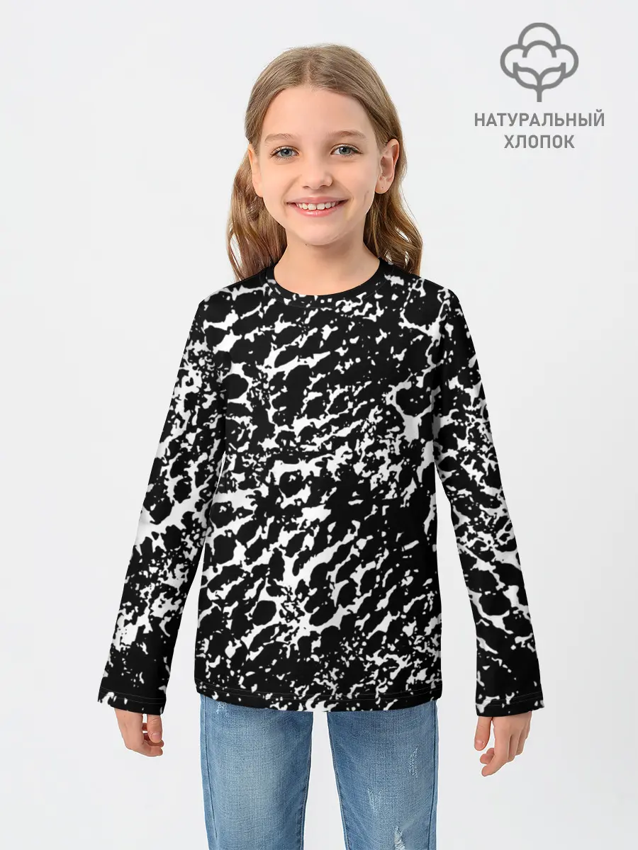 Детский лонгслив / Хаос белого на черном