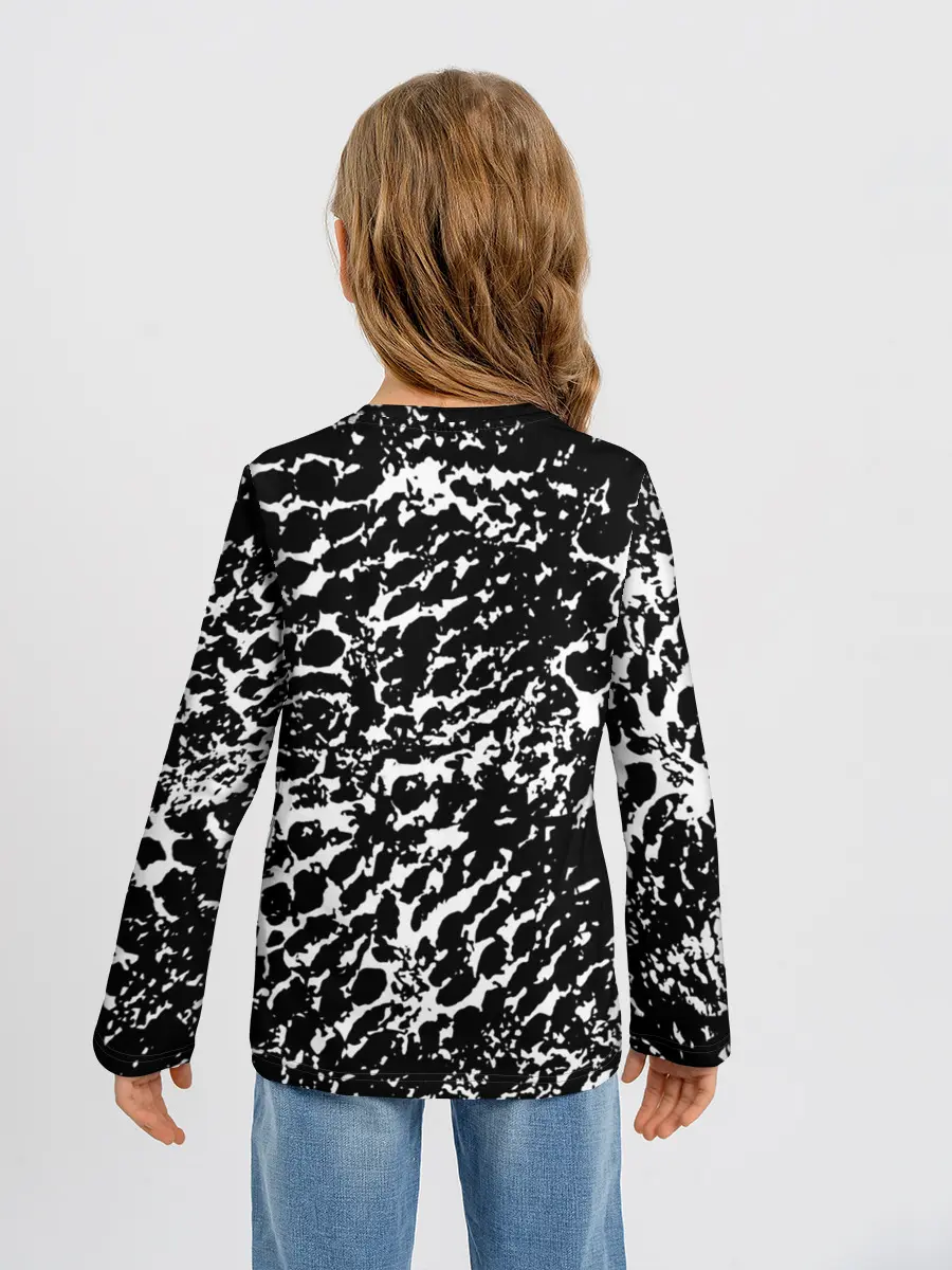 Детский лонгслив / Хаос белого на черном