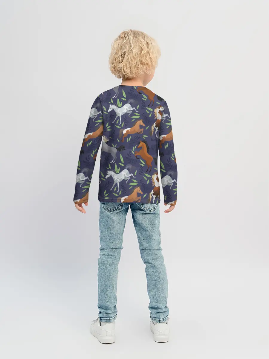 Детский лонгслив / Лошадки узор