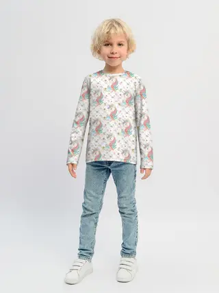 Детский лонгслив / Единороги паттерном