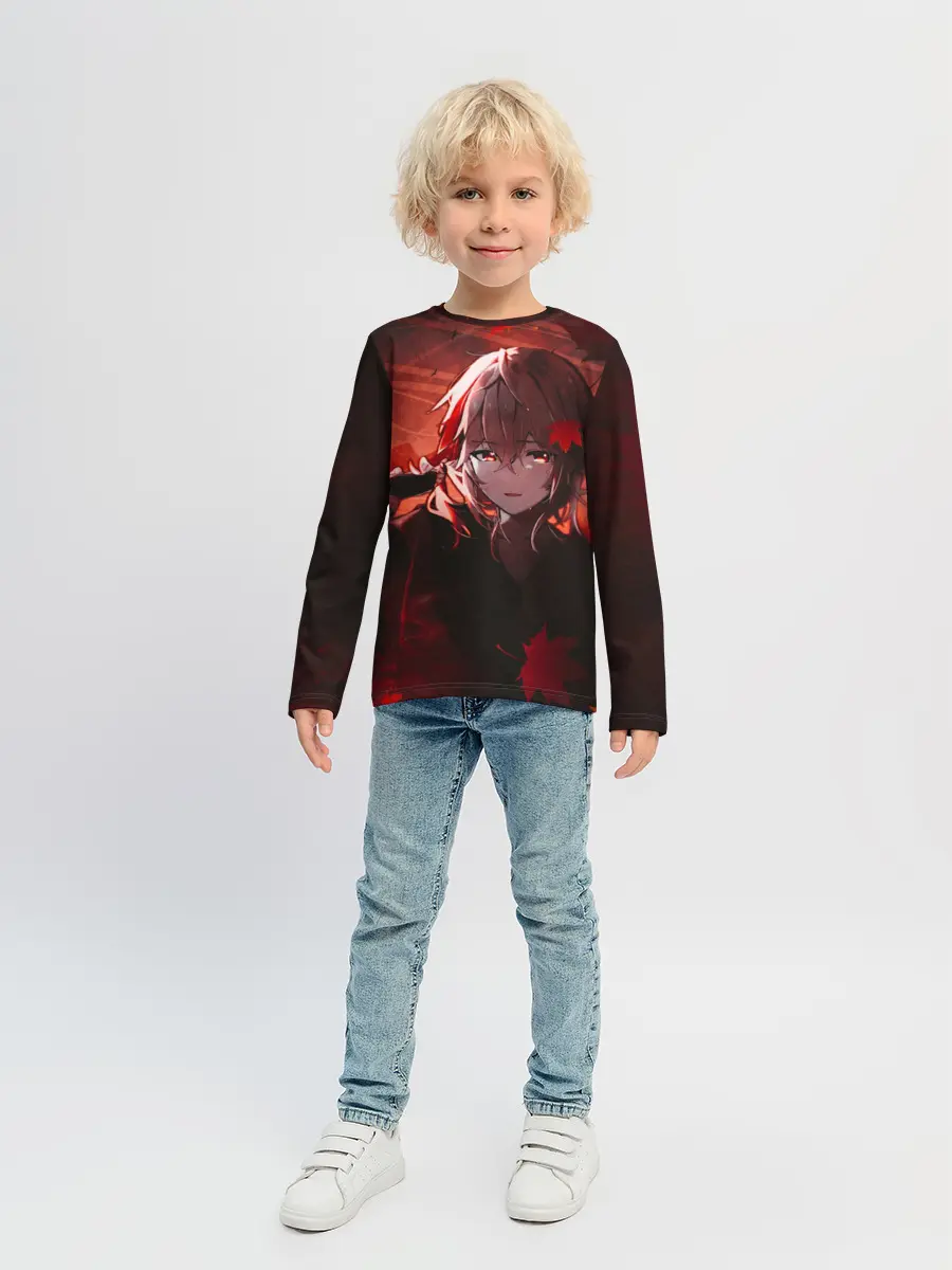 Детский лонгслив / Кадзуха в кленовых листьях