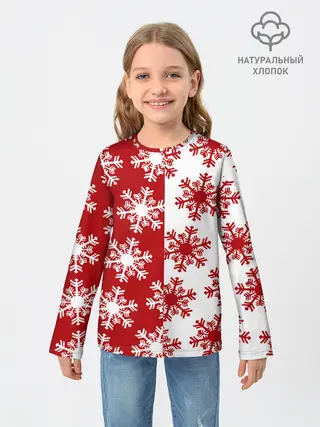 Детский лонгслив / Новогодние Снежинки 2022