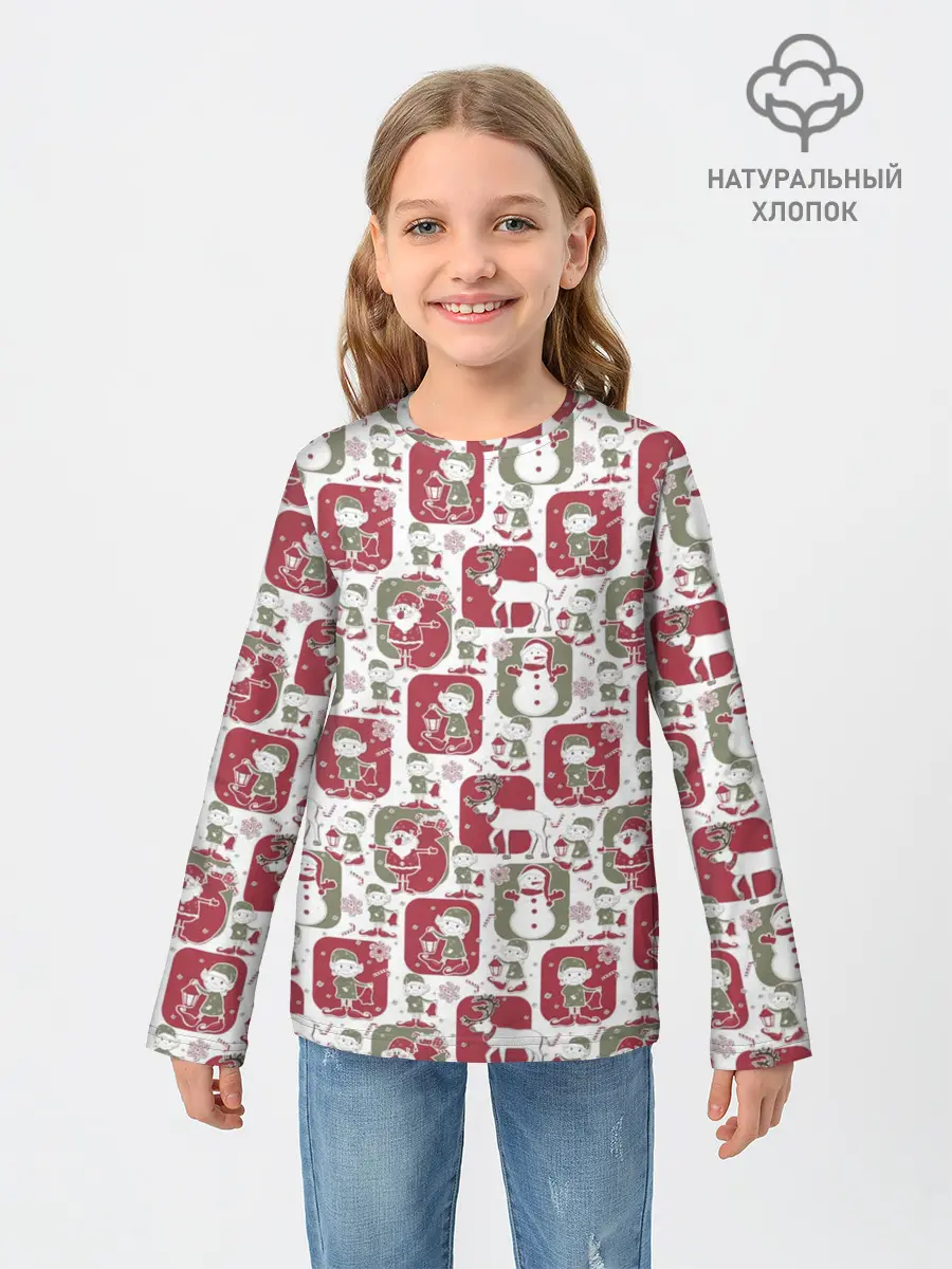 Детский лонгслив / Санта везёт подарки