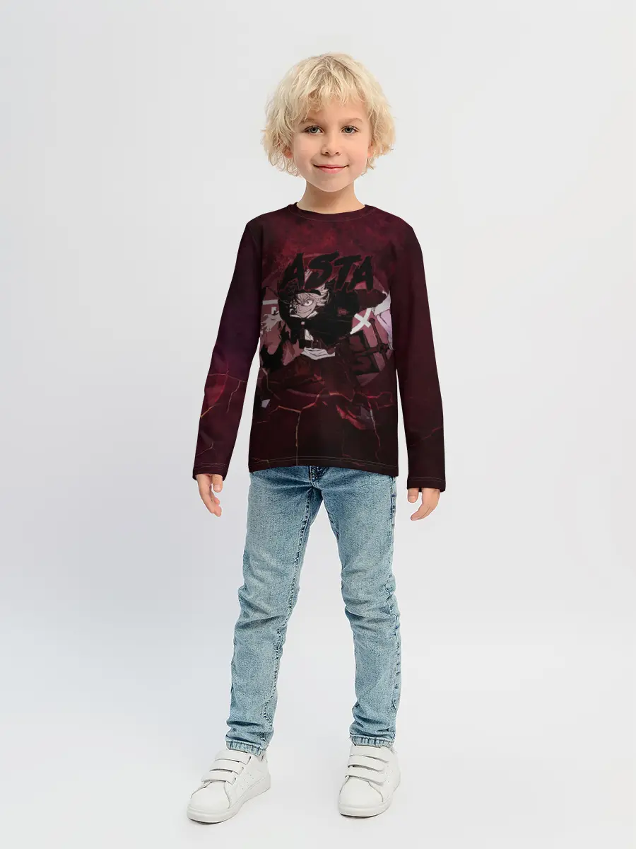 Детский лонгслив / Аста Черный клевер Red style