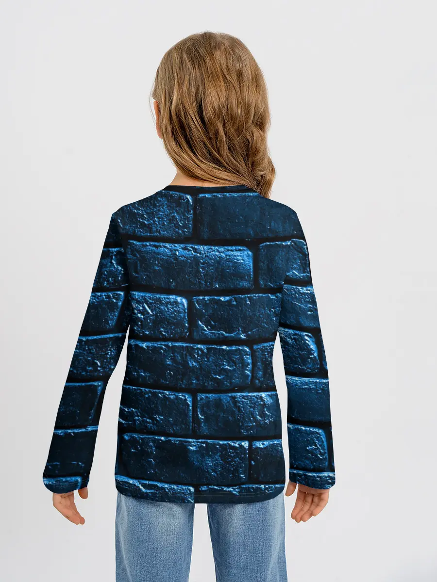 Детский лонгслив / Неоновая, кирпичная стена