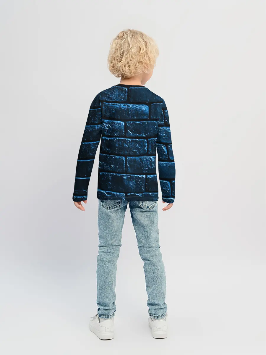 Детский лонгслив / Неоновая, кирпичная стена