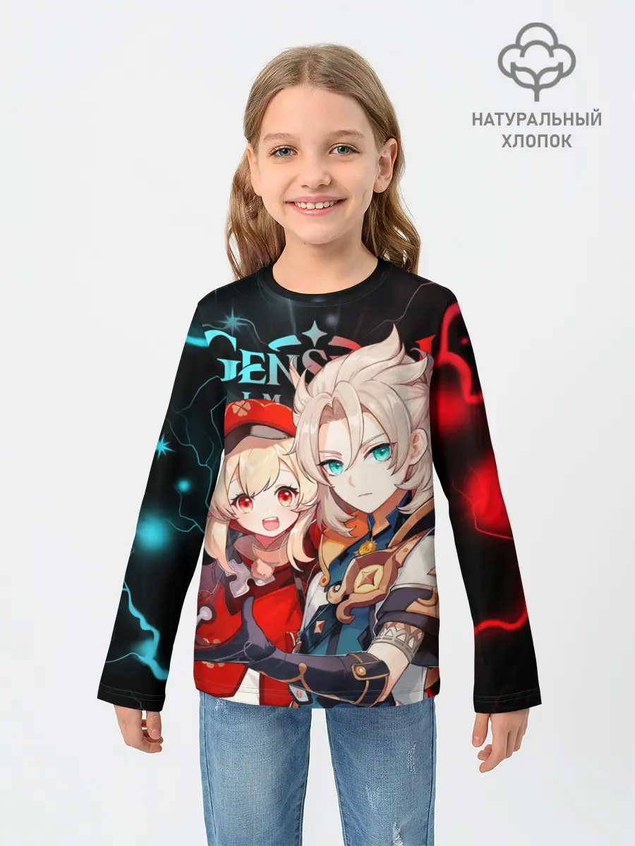 Детский лонгслив / Альбедо и Кли, Genshin Impact