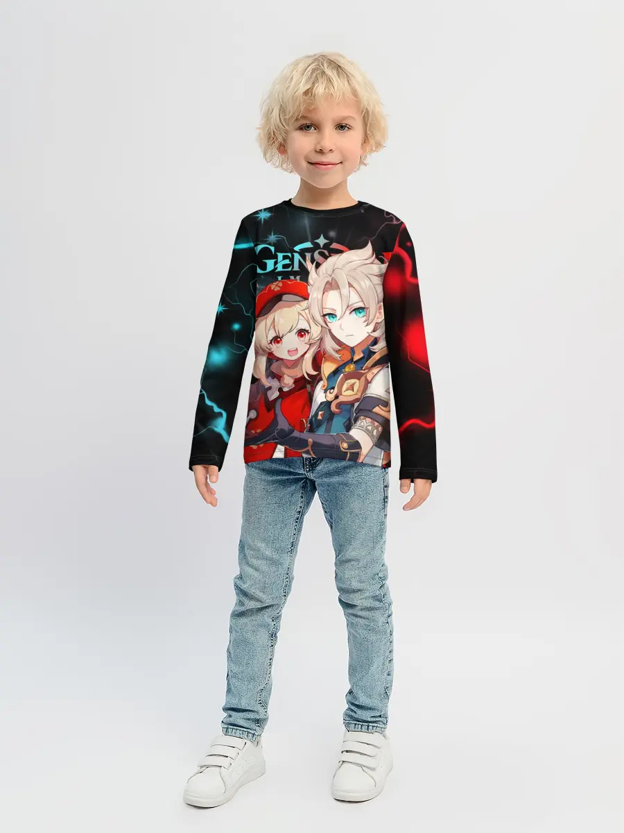 Детский лонгслив / Альбедо и Кли, Genshin Impact