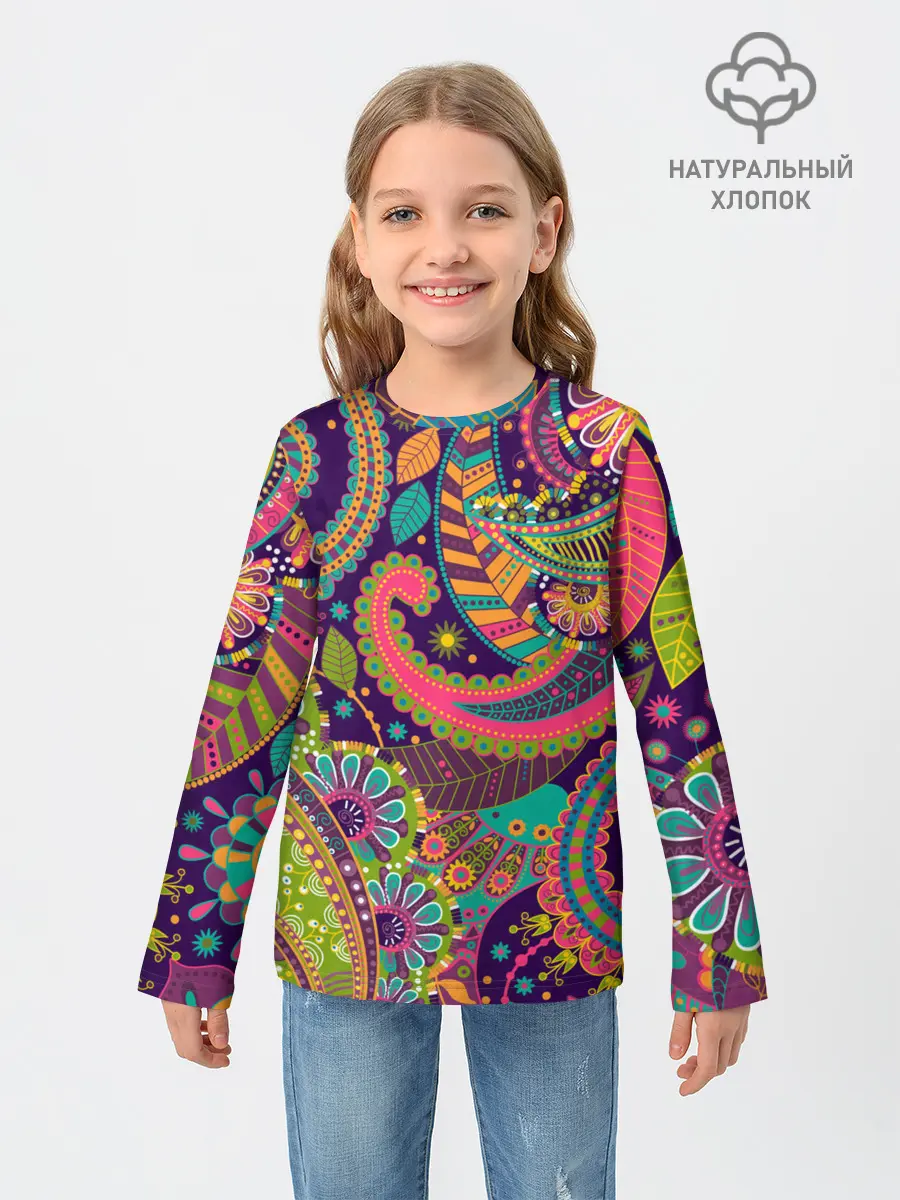 Детский лонгслив / Яркий красочный узор