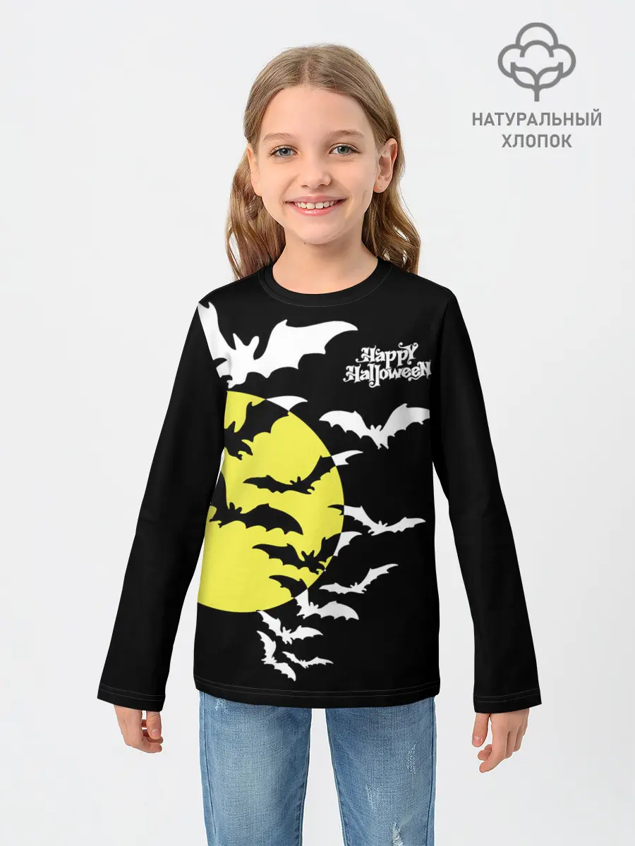 Детский лонгслив / Летучие мыши на Хэллоуин