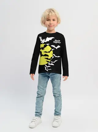 Детский лонгслив / Летучие мыши на Хэллоуин