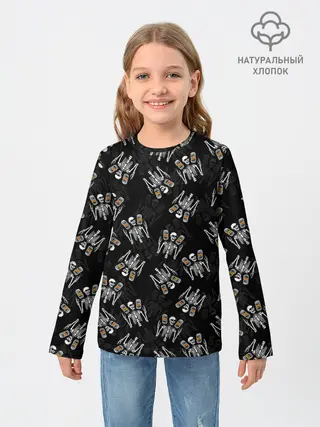 Детский лонгслив / ПАТТЕРН СКЕЛЕТ / HALLOWEEN PARTY