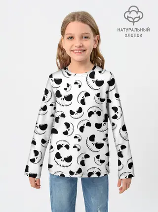 Детский лонгслив / Джек Скеллингтон паттерн лицо