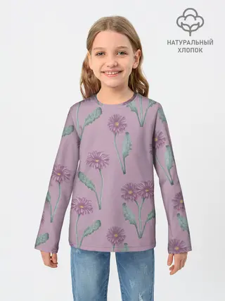 Детский лонгслив / Розовые герберы на розовом фоне