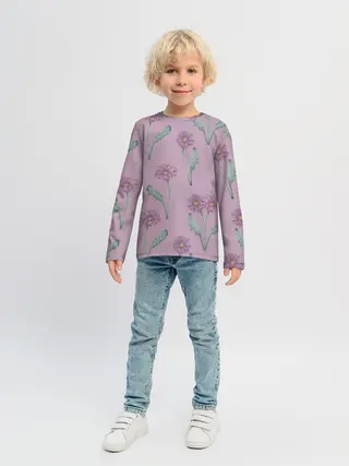 Детский лонгслив / Розовые герберы на розовом фоне