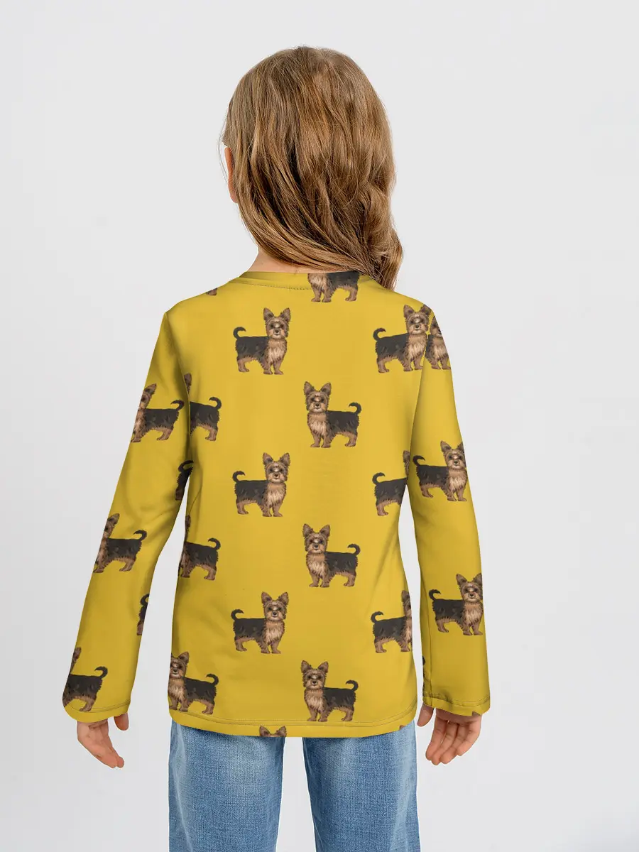 Детский лонгслив / Йоркширский терьер паттерн