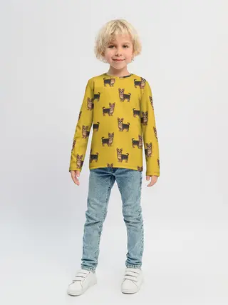 Детский лонгслив / Йоркширский терьер паттерн