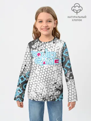 Детский лонгслив / Игра в кальмара Неон