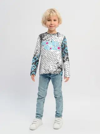 Детский лонгслив / Игра в кальмара Неон