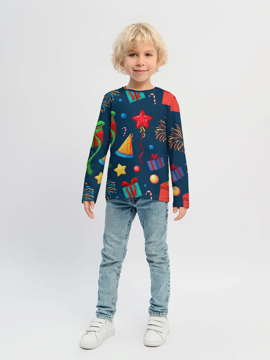 Детский лонгслив / Новогодний Паттерн!