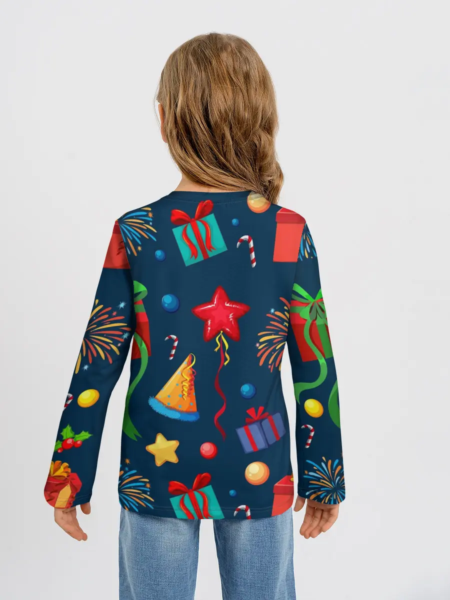 Детский лонгслив / Новогодний Паттерн!