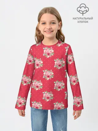 Детский лонгслив / Красные цветы розы