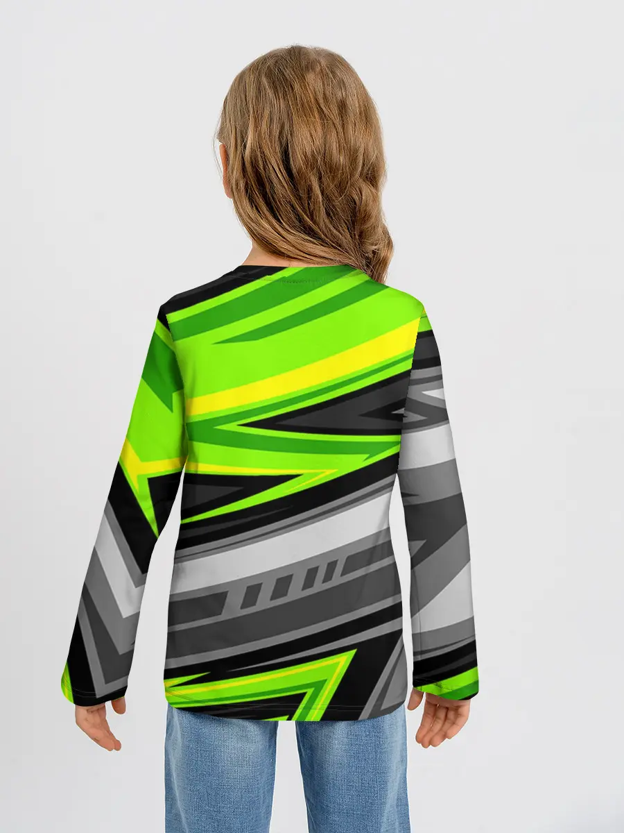 Детский лонгслив / Зеленые линии