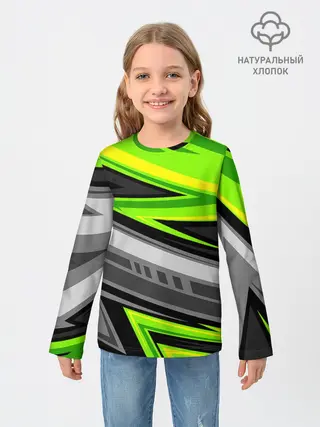 Детский лонгслив / Зеленые линии