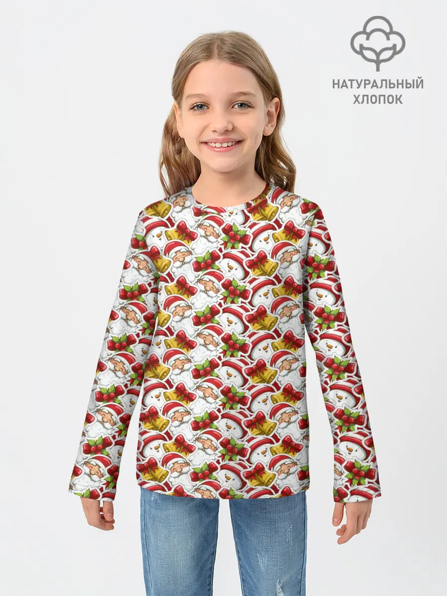 Детский лонгслив / Дед Мороз и Снеговик