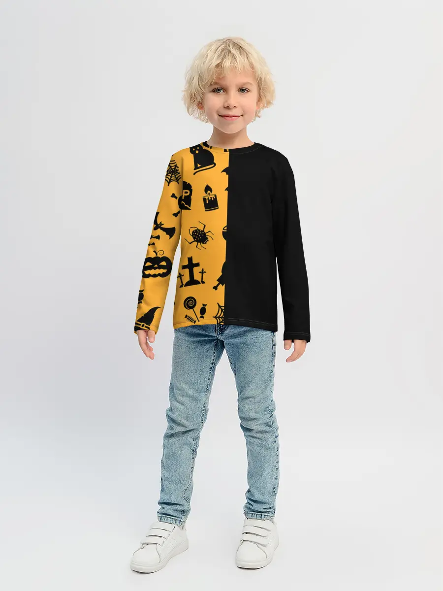 Детский лонгслив / ЧЕРНО-ОРАНЖЕВЫЙ ХЭЛЛОУИН