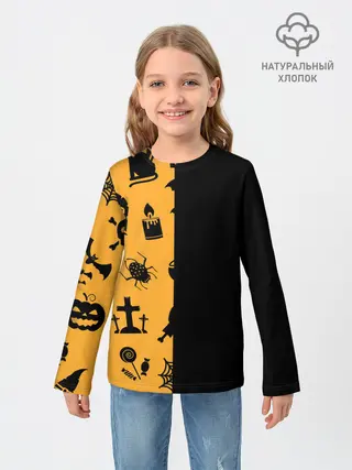 Детский лонгслив / ЧЕРНО-ОРАНЖЕВЫЙ ХЭЛЛОУИН