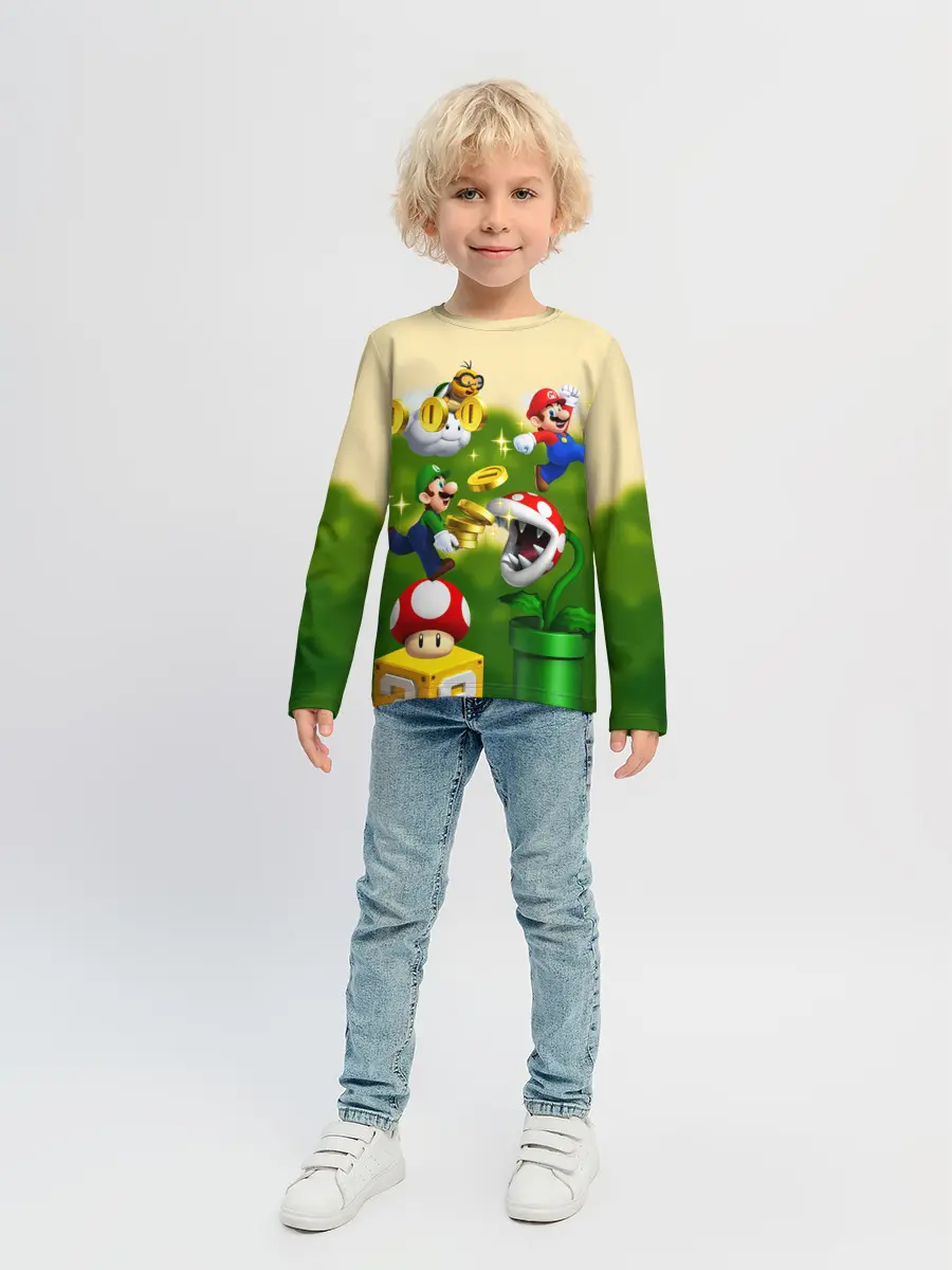 Детский лонгслив / Mario Coins
