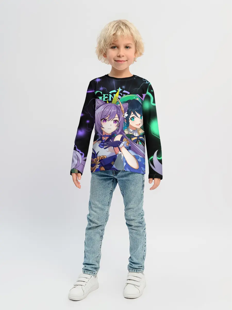 Детский лонгслив / Венти и Кэ Цин, Genshin Impact