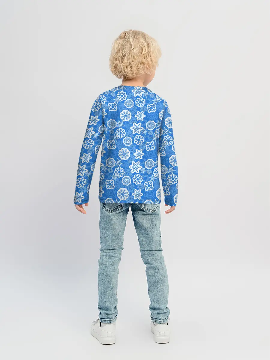 Детский лонгслив / Снежные Новогодние Узоры