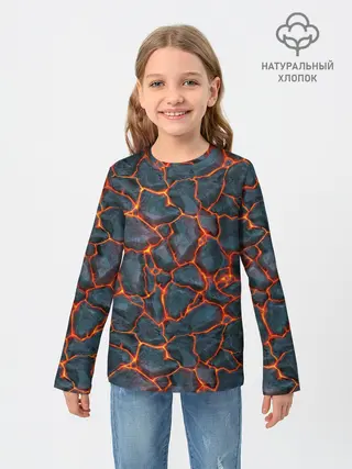 Детский лонгслив / неоновая магма