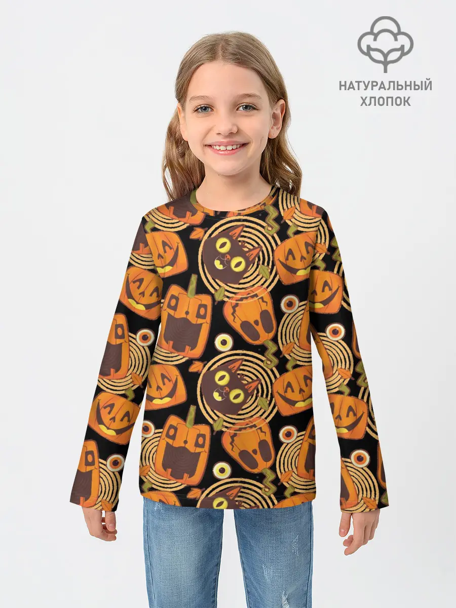 Детский лонгслив / Patern Halloween 10