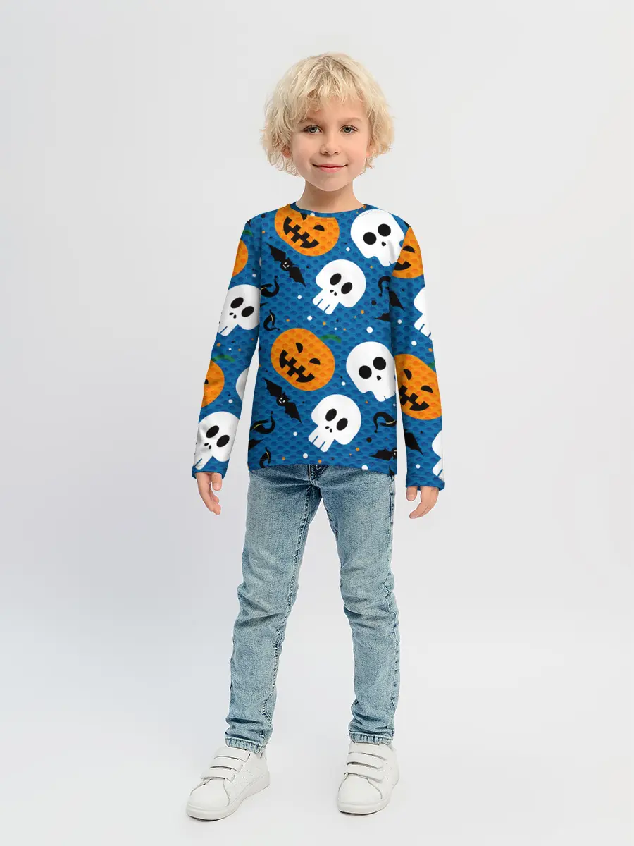 Детский лонгслив / ЧЕРЕПА И ТЫКВЫ | HALLOWEEN